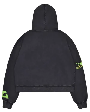 SEGA Video Game Jet Set Radio Lime Green Patch Black Hooded Jacket