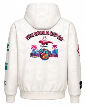 World Cup 2026 Miami White Leather Hooded Jacket