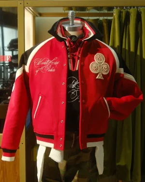 World Series of Poker 2026 Team WSOP Unsiex Red Wool Varsity Jacket
