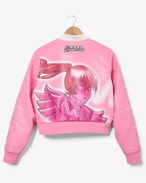 2 Fast 2 Furious Suki Women's Cropped Pink Moto Leather Jacket