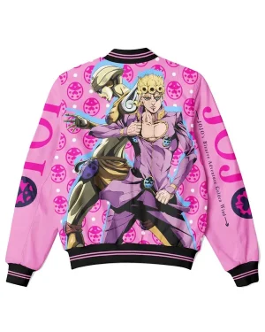 JoJo's Bizarre Adventure Giorno Giovanna Pink Varsity Jacket