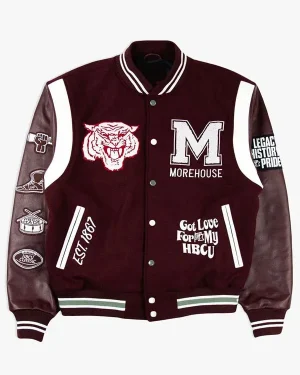 Morehouse College Motto 3.0 Maroon Varsity Jacket