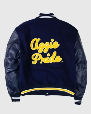 North Carolina A&T University Motto 3.0 Aggie Pride Unisex Blue Wool Collage Varsity Jacket