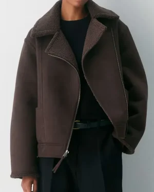 The McBee Dynasty Masha Petrova Suede Shearling Jacket