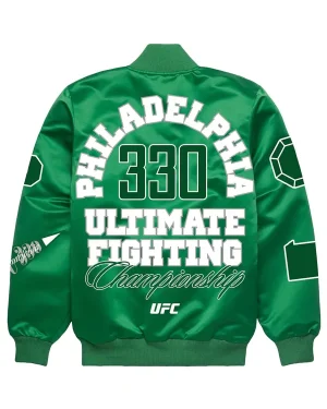 Ultimate Fighting Championship 330 Philadelphia Pennsylvania Green Satin Bomber Jacket