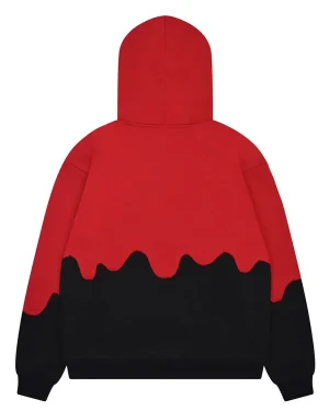 Video Game Cult of the Lamb Red and Black Color Blocked Pullover Hoodie